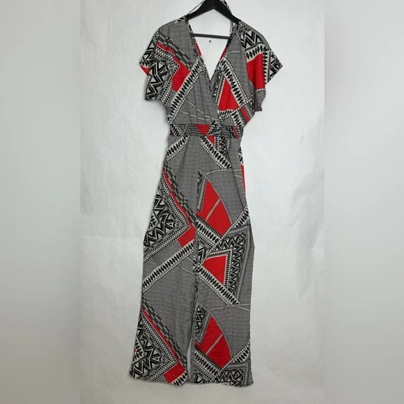 Forever 21 Geometric Print Jumpsuit Boho Statement Retro Resort Vacation Medium - Picture 3 of 6